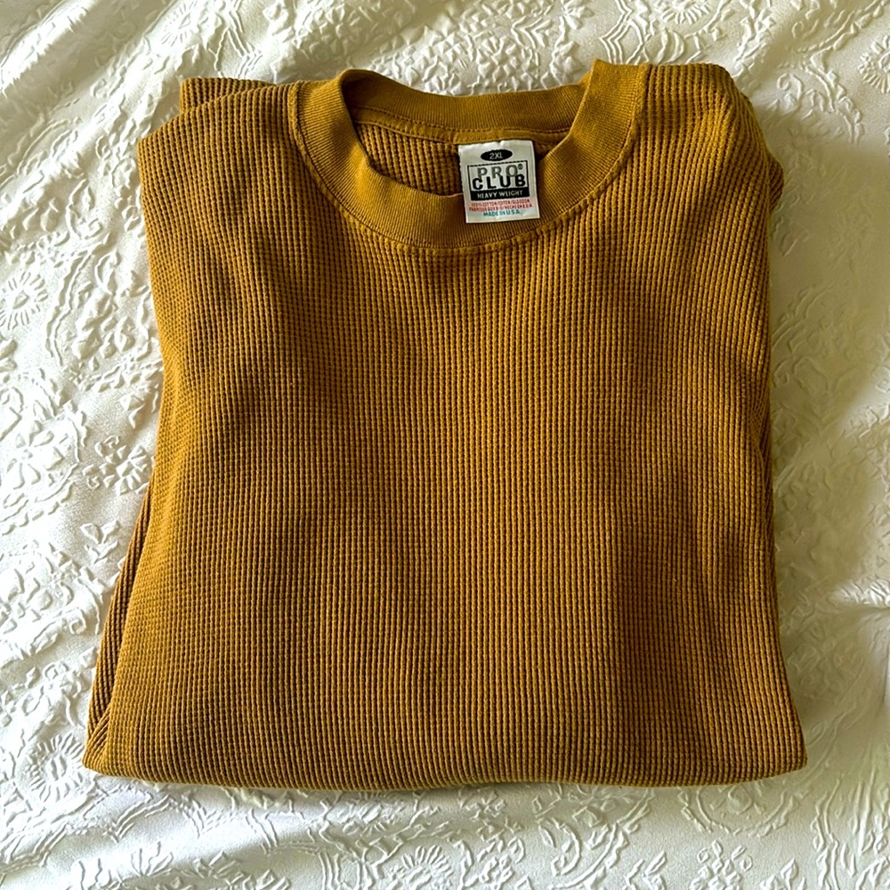 Brand new NEVER worn proclub long sleeve goldish tee.